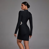Crystal Embroidered Cutout Mini Bandage Dress