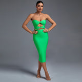 Strapless Hollow Out Over Knee Bandage Dress