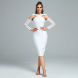 Long Sleeve Hollow out Midi Bandage Dress