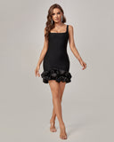 Strappy Ruffle Hem Crepe Mini Dress