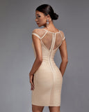 Mesh Striped Bandage Cocktail Dress