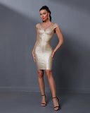Metallic Bandage Mesh Cocktail Dress
