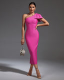 Bow Lace Up Midi Bandage Dress