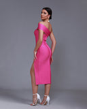 One Shoulder Midi Bandage Dress