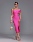 One Shoulder Midi Bandage Dress