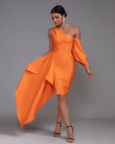 One Shoulder Bandage Draped Dress