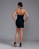 Halter Neck Crystal Fringe Bandage Dress