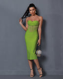 Backless Mesh Bandage Midi Dress