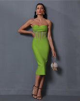 Backless Mesh Bandage Midi Dress