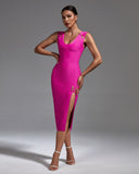 Coin Pin Embellished Midi Bandage Dress