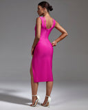 Coin Pin Embellished Midi Bandage Dress