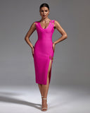 Coin Pin Embellished Midi Bandage Dress