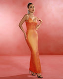 Metallic Orange Bandage Maxi Dress