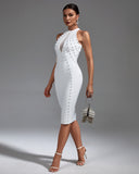 Pearl Embellished Midi Bandage Dress