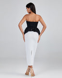 Black-white Strapless Bandage Dress