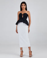 Black-white Strapless Bandage Dress