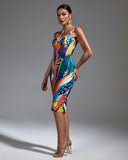 Multicolor Midi Bandage Dress