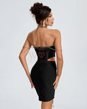 Crystal Chain Cutout Mini Bandage Dress