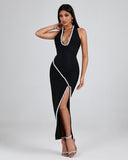 Faux Pearl-embellished Bandage Dress