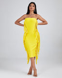 Strapless Fringe Midi Bandage Dress