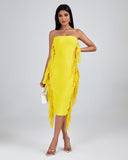 Strapless Fringe Midi Bandage Dress