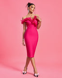 Off Shoulder Multilayer Ruffle Bandage Dress