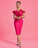 Off Shoulder Multilayer Ruffle Bandage Dress