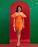 Off Shoulder Ruffle Mini Bandage Dress