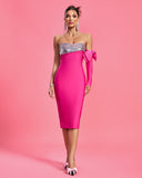 Strapless Sequins Elegant Bow Bandage Dress