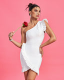 One Shoulder Ruched Bandage Cocktail Dress