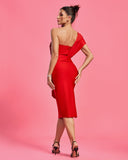 One Shoulder Sequins Midi Bandage Dress