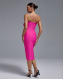 Open Back Feather Midi Bandage Dress
