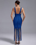 Sweetheart Fringe Bandage Dress