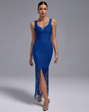 Sweetheart Fringe Bandage Dress