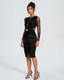 Sexy Lace Patchwork Bandage Midi Dress