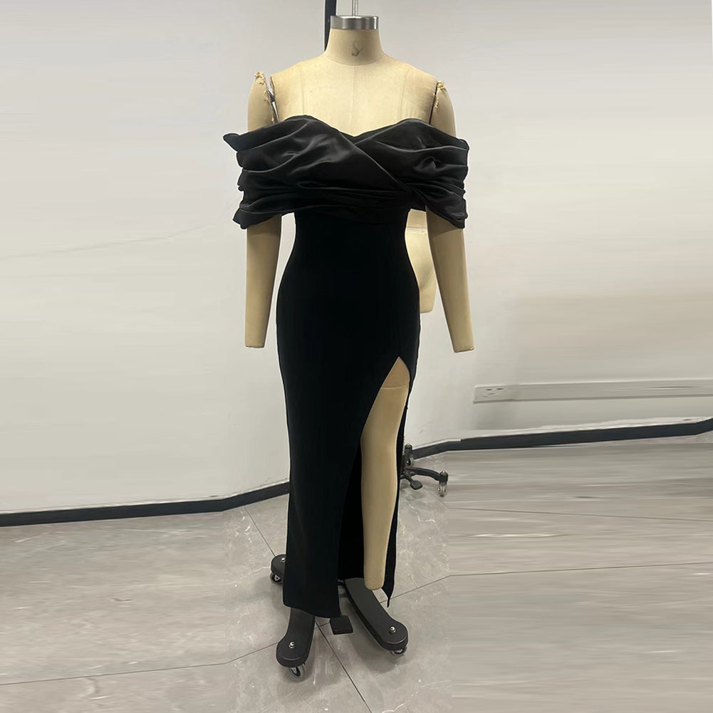 Off Shoulder Ruffle Draped Dress