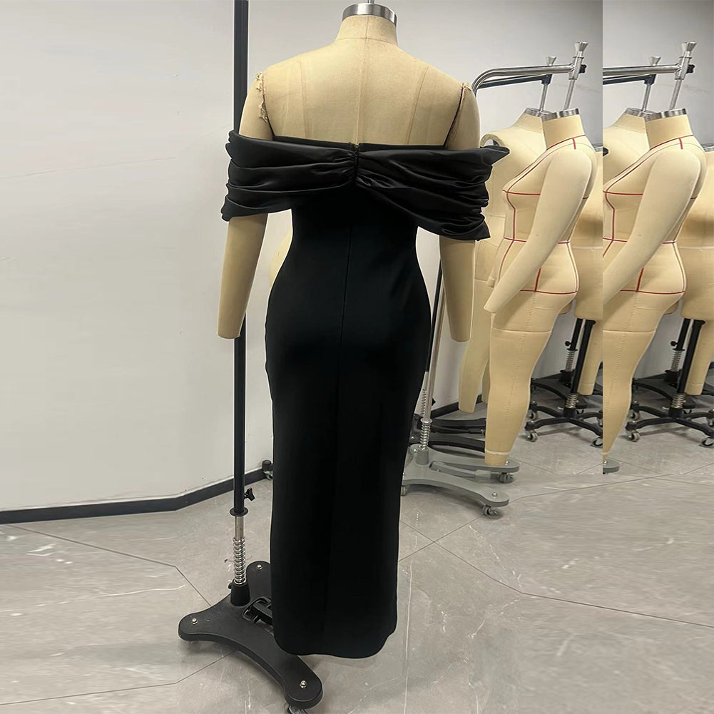 Off Shoulder Ruffle Draped Dress