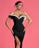 Off Shoulder Sequin Design Bandage Dress