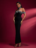 Crystal Applique Halterneck Bandage Gown