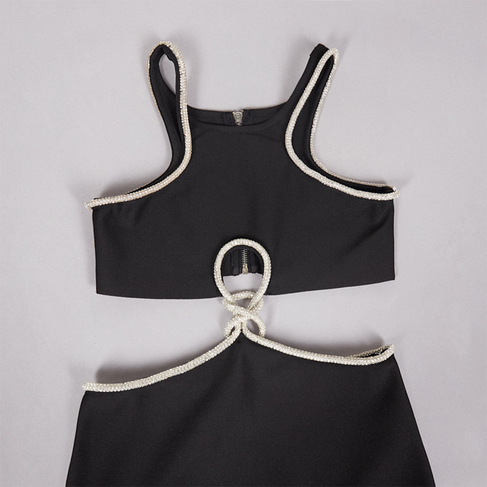Round Neck Sleeveless Cut Out Midi Bandage Dress PZC2420