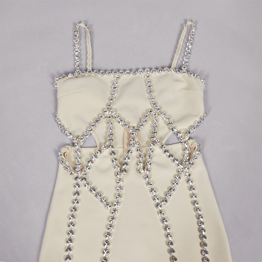 Strappy Sleeveless Rhinestone Maxi Bandage Dress PZC2495