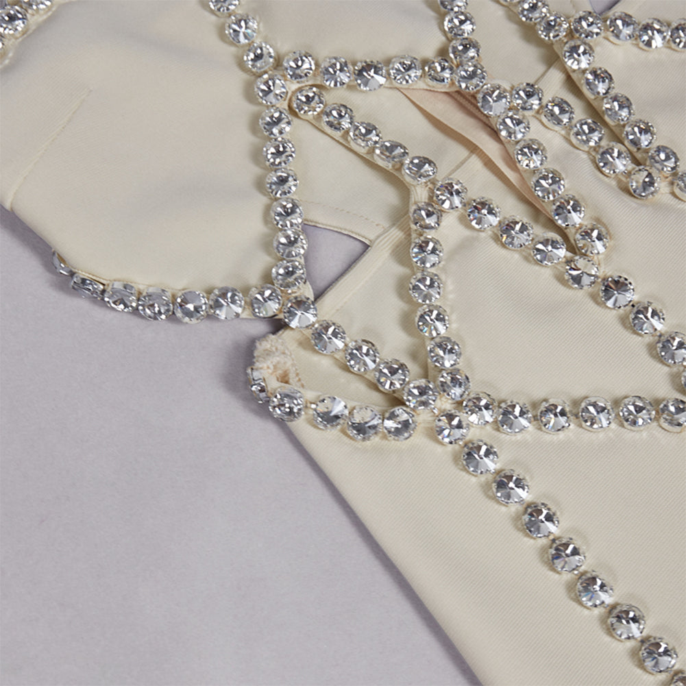 Strappy Sleeveless Rhinestone Maxi Bandage Dress PZC2495