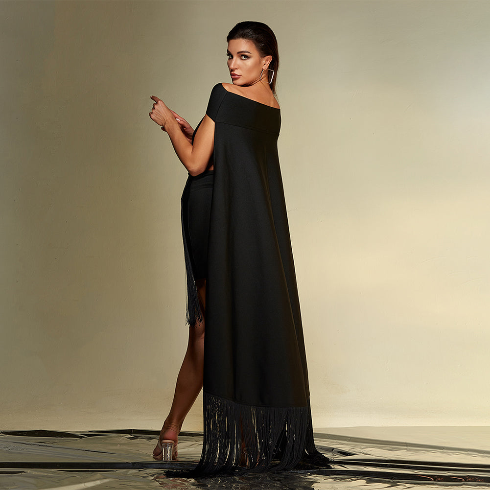 Off Shoulder Cloak Mini Bandage Dress PZC2496