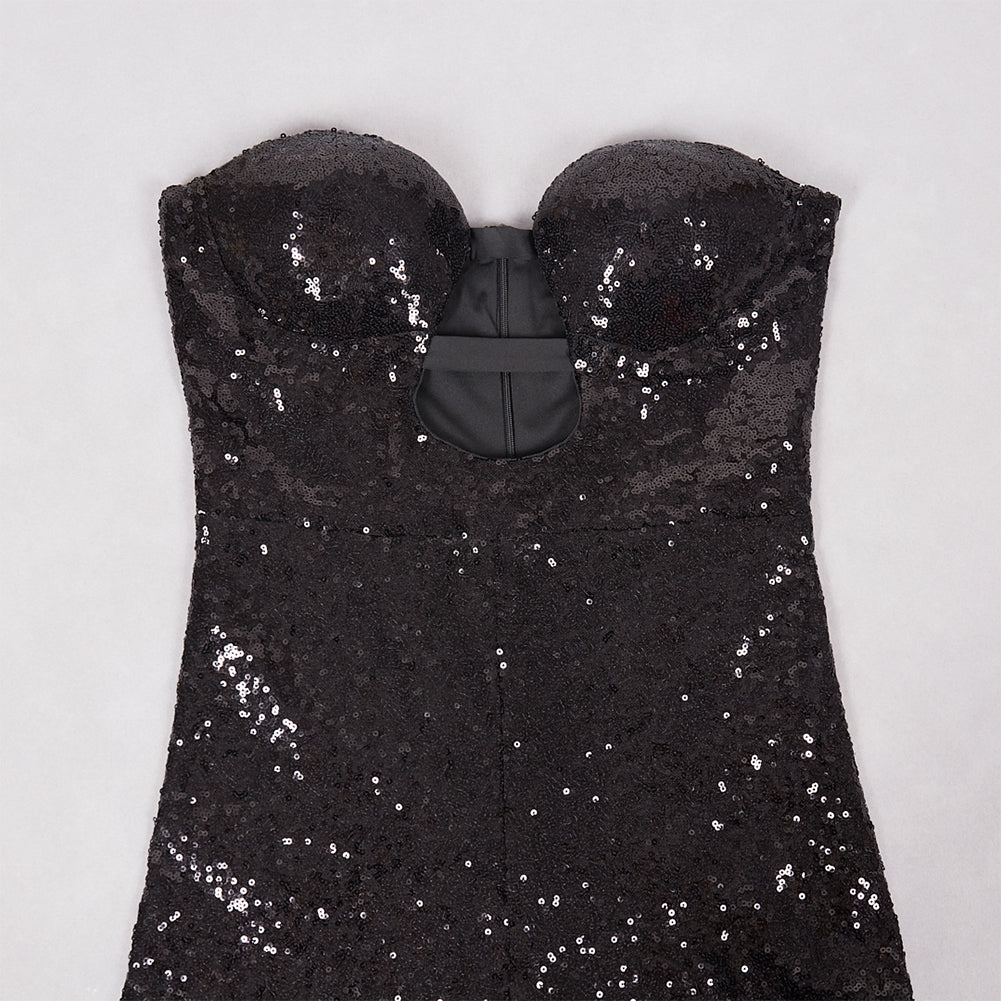Strapless Sleeveless Sequins Bodycon Jumpsuit PZC2549