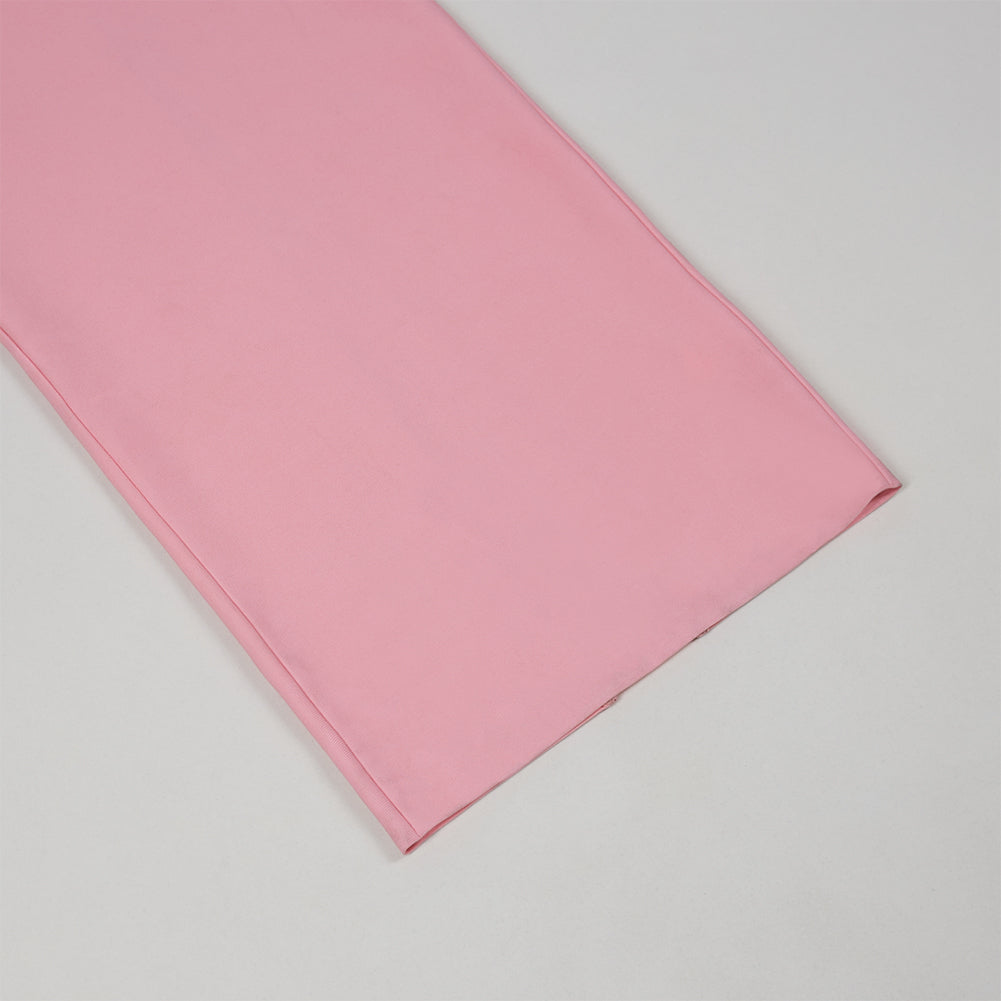 One Shoulder Pink Bandage Dress with Bowknot Splicing