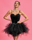 Feather Bra Mini Ballet Dress