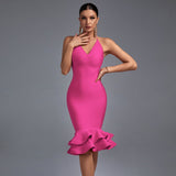 Halter Over Knee Fishtail Bandage Dress