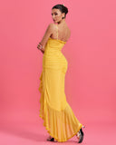 Ruffled Front Strappy Fish-tail Dress