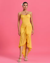 Ruffled Front Strappy Fish-tail Dress