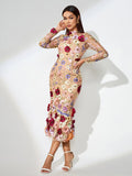 Maraya Floral Applique Midi Dress
